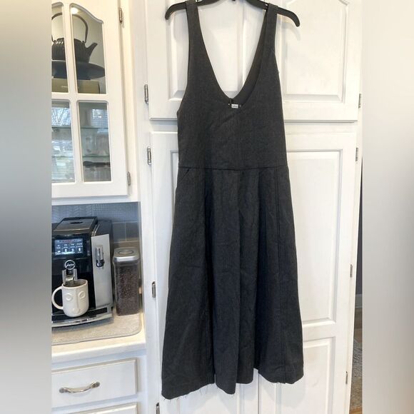 NEW Les filles d'ailleurs Grey Wool Hem Midi Dress with Pockets Size XS - Picture 2 of 8